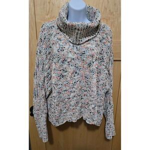 Moon & Madison Womens M Multicolor Chunky Knit Turtleneck Sweater cottage core